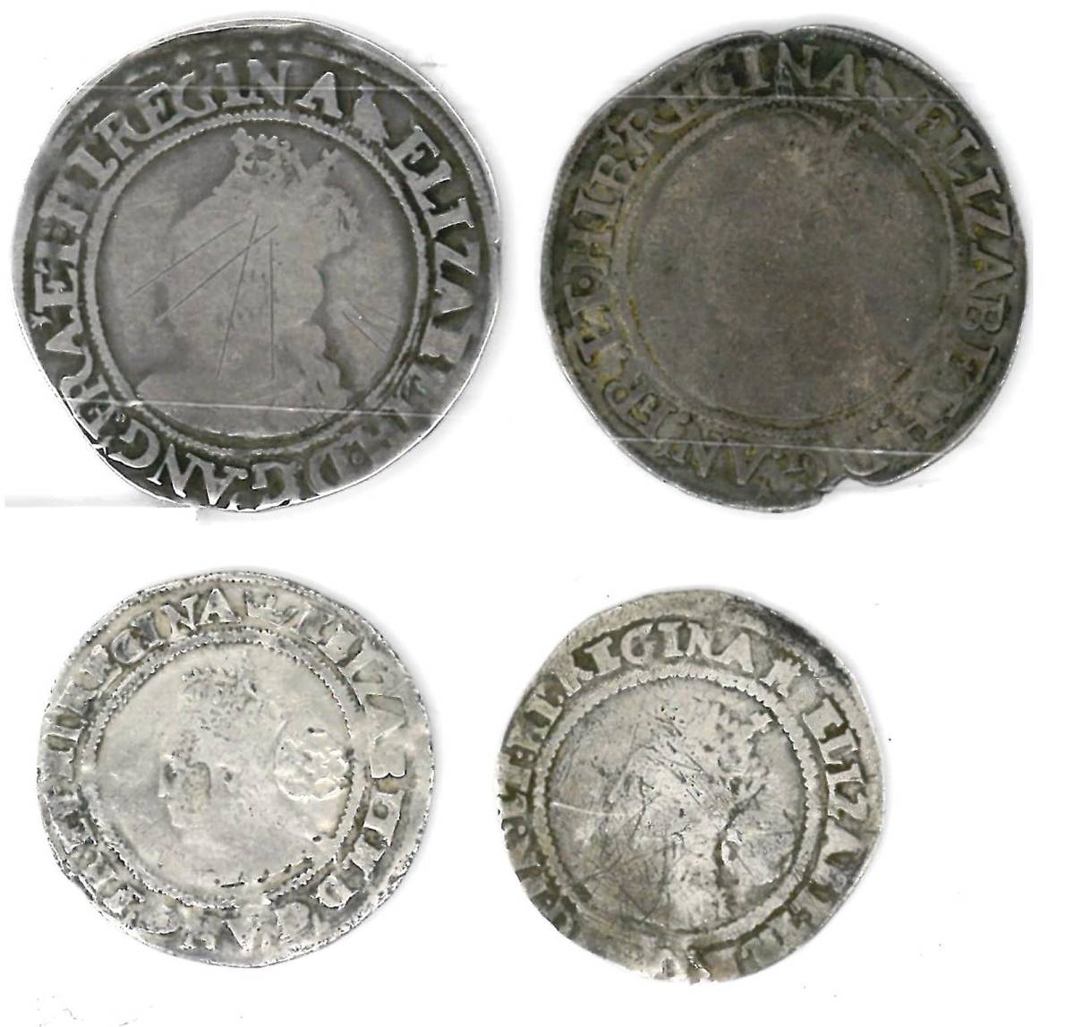 Lot 2 - Elizabeth I, 2 x Shillings: (1)  2nd issue MM martlet, scratches on bust, bust worn Poor apart from
