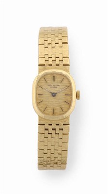 Lot 257 - A Lady's 18ct Gold Wristwatch, signed Patek Philippe, Geneve, Ref: 4106/1, 1969, 20-jewel lever...