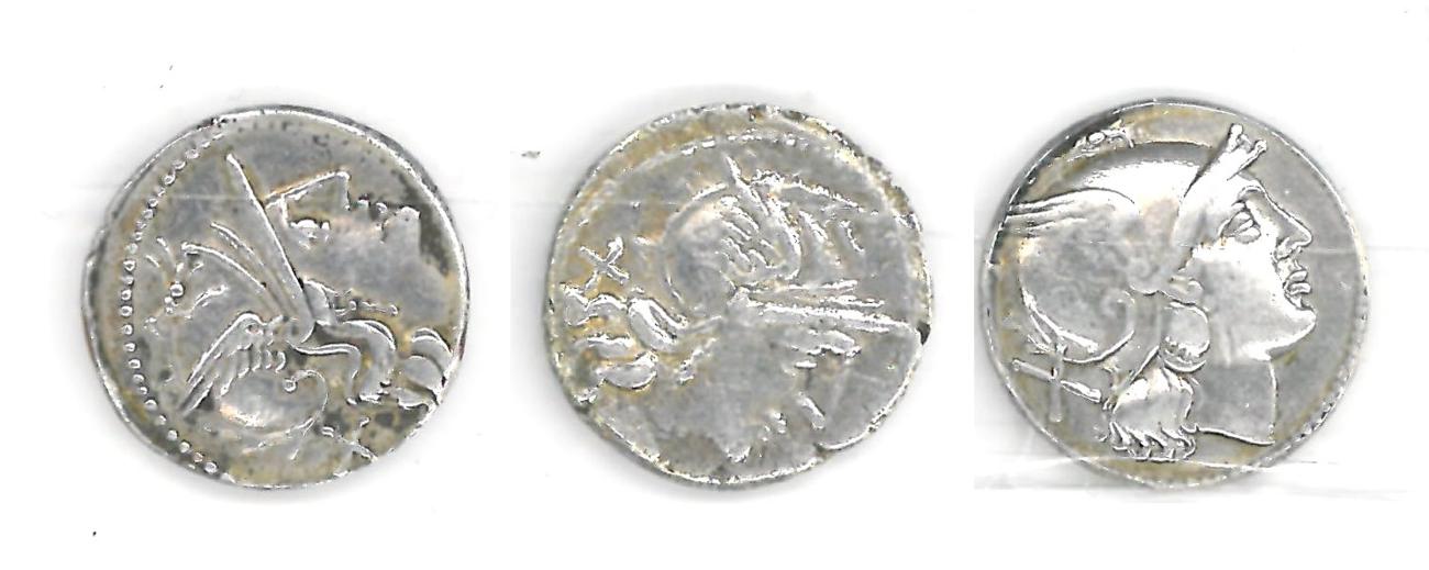 Lot 45 - Roman Republic, 3 x Silver Denarii comprising: (1) C. Scribonius  (154BC), obv. helmeted head...