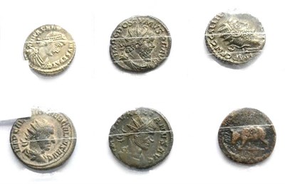 Lot 57 - 6 x Miscellaneous Roman Imperial Coins comprising: Magnus Maximus silver siliqua, rev. VIRTVS...