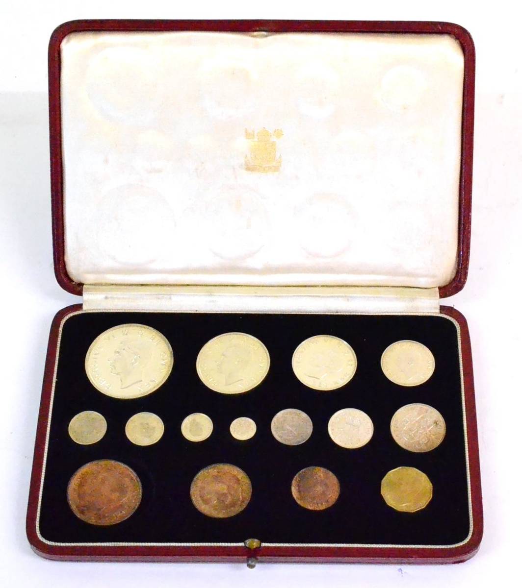 Lot 66 - Proof Set 1937, 15 coins crown to farthing & Maundy set, in maroon CofI (in very good...