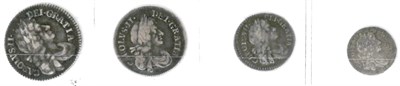 Lot 68 - Charles II, Maundy Set 1677 4d, 3d, 2d & 1d, faint scratches on 3d bust & small circular dig on...