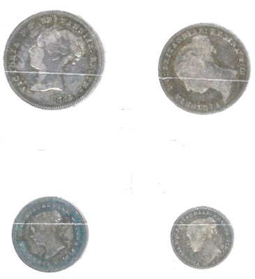 Lot 74 - Victoria, Maundy Set 1839, 4d, 3d, 2d & 1d, rev. rim imperfections on 2d, o/wise deep blue/gold...