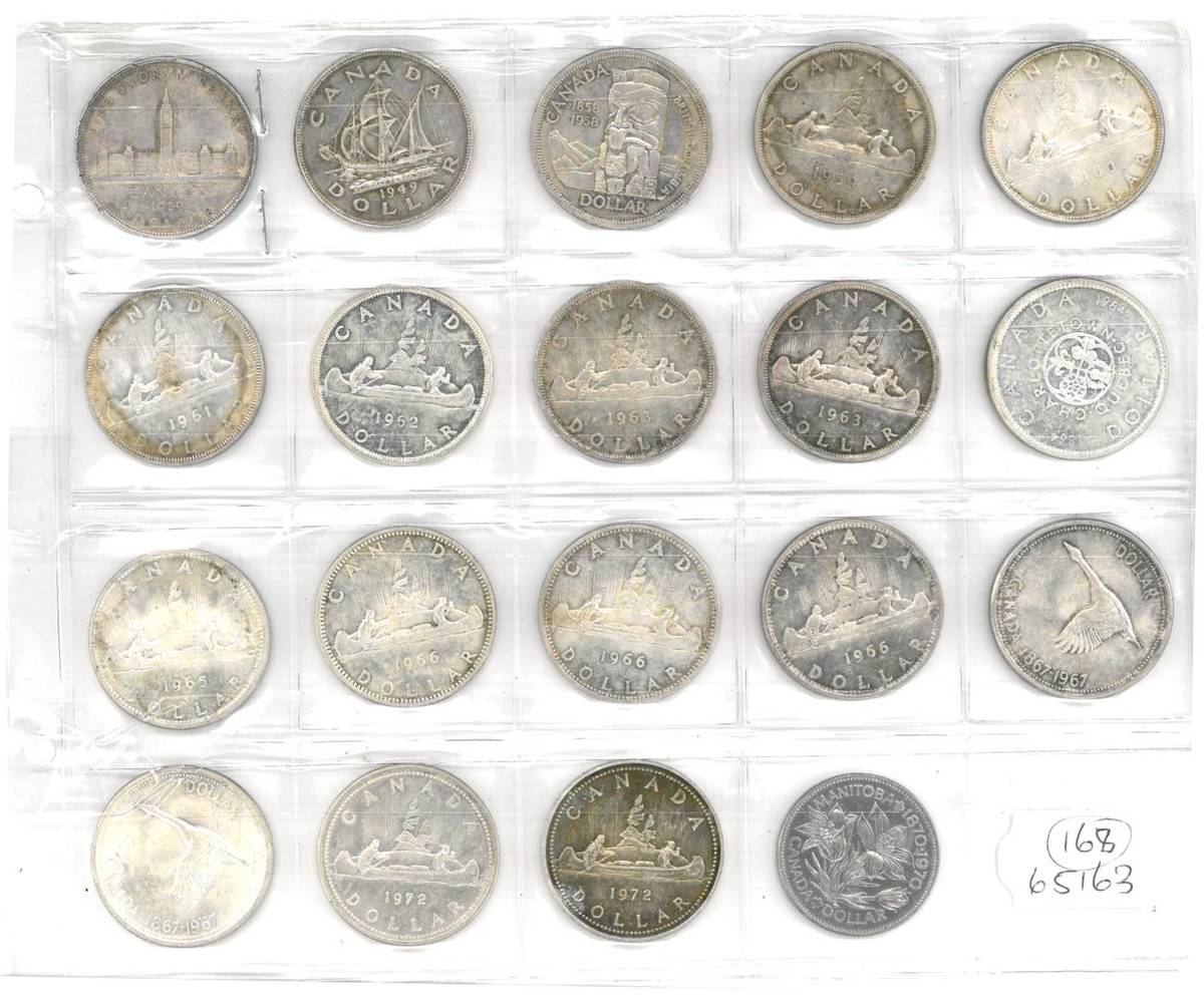 Lot 94 - Canada 16 x Silver Dollars: 1939 'Royal Visit,' 1949 'Newfoundland,' 1958-1962 inclusive, 1963(x2)