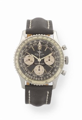 Lot 266 - A Stainless Steel Chronograph Wristwatch, signed Breitling, Navitimer, Ref: 806, circa 1965,...