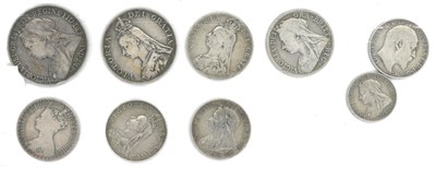 Lot 119 - Victoria, Miscellaneous Silver Coins comprising: crown 1895 LV111, double florin 1887A both...