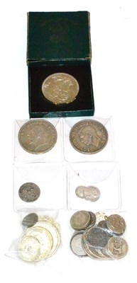 Lot 122 - Miscellaneous English Coins comprising: 3 x crowns 1935, 1937 & 1951 with cert, in BofI;...