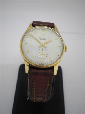 Lot 267 - A 9ct Gold Wristwatch, signed Rolex, Precision, 1960, 17-jewel lever movement with overcoil...