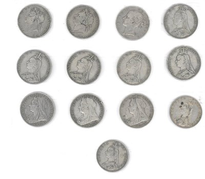 Lot 141 - 11 x 19th Century Crowns comprising: 1821 SECUNDO, 1822 TERTIO, 1847 XI, 1889(x2), 1890(x2),...