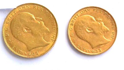 Lot 142 - Sovereign 1908 & Half Sovereign 1909 AVF to VF