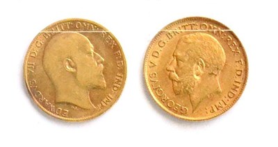 Lot 165 - 2 x Half Sovereigns: 1902 edge pinch at 9 o'clock o/wise Fine & 1914 GFine or+