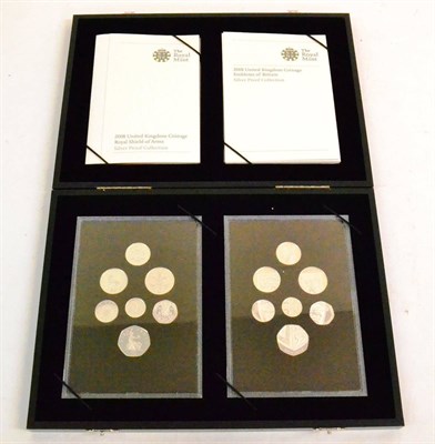 Lot 187 - A Double Set of Silver Proofs 2008 comprising 'Royal Shield of Arms' & 'Emblems of Britain'...