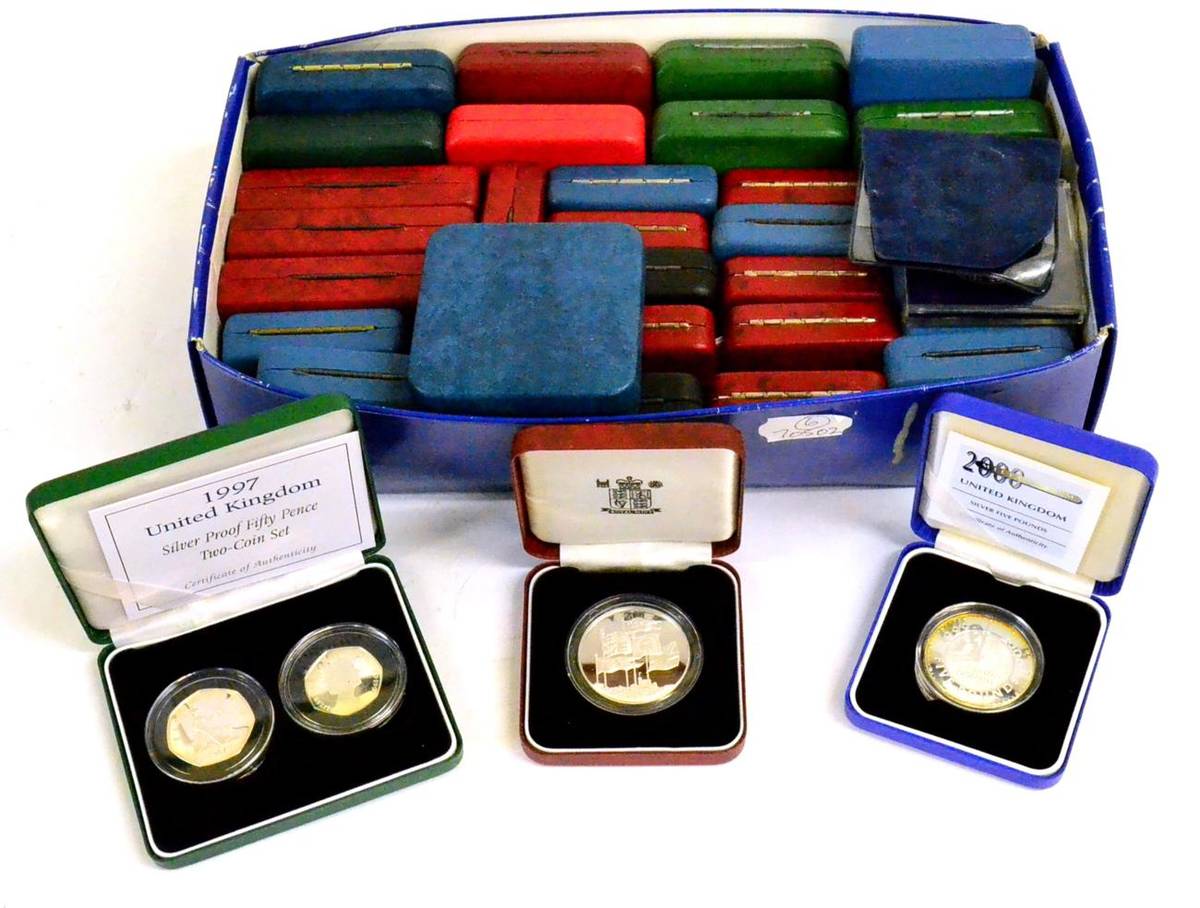 Lot 231 - A Collection of UK Silver Proofs comprising: 9 x crowns: 1972(x3), 1980 no cert or CofI, 2 x...