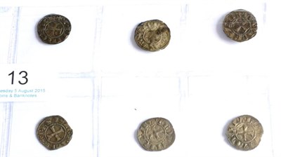 Lot 13 - Crusader States, Principality of Achaia (Southern Greece), 6 x Billon Deniers: (1) Guillaume de...