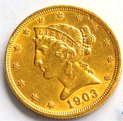 Lot 23 - USA Gold 5 Dollars 1903s, 'Coronet Head'  8.36g, .900 gold, AVF/VF+