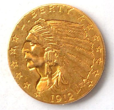 Lot 29 - USA Gold 2½ Dollars 1912 'Coronet Head', minor marks, 4.18g, .900 gold, VF