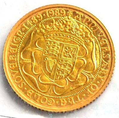 Lot 47 - Proof Half Sovereign 1989 '500th Anniversary of the Sovereign,' minor hairlines & scratch on...