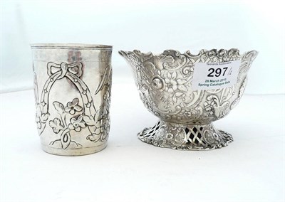 Lot 297 - A Russian Silver Beaker, Feydor Petrov, Moscow 1782, cylindrical with chased foliage swags and...