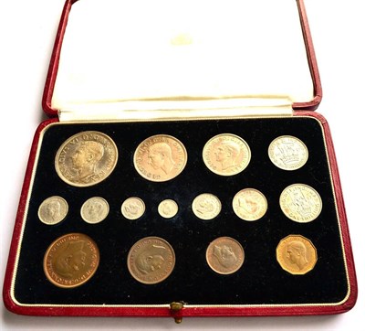 Lot 87 - Proof Set 1937, 15 coins crown to Maundy penny, bronze toning & lighter toning on silver, in...