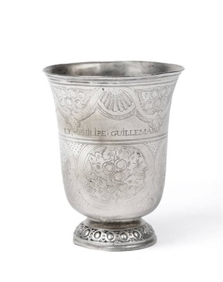 Lot 299 - A French Silver Beaker, Etienne Charles, Berube, Paris, circa 1776-81, of tulip form with...