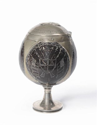 Lot 302 - Marine Interest: An American Silver Mounted Coconut Cup, the nut circa 1780, the other mounts...