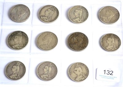 Lot 132 - Victoria, 7 x Jubilee Head Crowns: 1888 narrow date, 1889(x4), 1890 & 1891, together with 4 x...