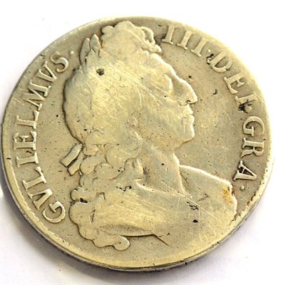 Lot 143 - William III Crown 16?? OCTAVO (last two digits of date worn), 1st bust; obv. scratches &...