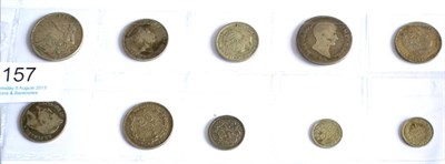 Lot 157 - 10 x 19th Century Foreign Silver Coins comprising: Switzerland 2 francs 1860B, Norway 24...