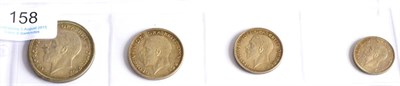 Lot 158 - George V, 4 x Silver Proof Coins from the 1927 Proof Set comprising 'wreath' crown, halfcrown,...