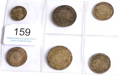 Lot 159 - 6 x Miscellaneous English Silver Coins comprising: Charles II twopence 1679 VG to AFine,...