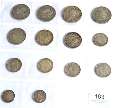 Lot 163 - 14 x Miscellaneous English Silver Coins comprising: 4 x crowns: 1821 SECUNDO contact marks,...