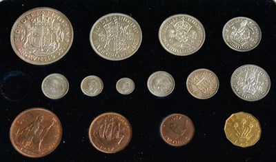 Lot 173 - Proof Set 1937, 14 coins crown to Maundy penny (NB Maundy 4d missing), bronze toning, lighter...