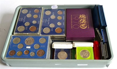 Lot 185 - Miscellaneous Lot comprising: 2 x proof sets 1970 in CofI, a set of 1953 coins, crown to...