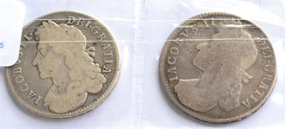 Lot 204 - James II, 2 x Halfcrowns: 1685 PRIMO first bust, contact marks, small scratch on bust, rev....