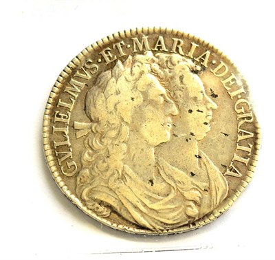 Lot 205 - William & Mary, Halfcrown: 1689 PRIMO first busts, first shield, caul & interior frosted, with...