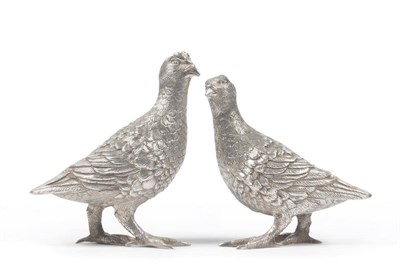 Lot 311 - A Pair of Elizabeth II Table Ornaments as a Cock and Hen Grouse, by Vanders, Sheffield 2003,...