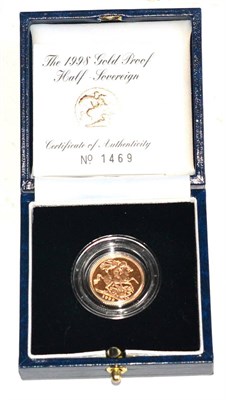 Lot 232 - Proof Half Sovereign 1998, with cert, in CofI, FDC