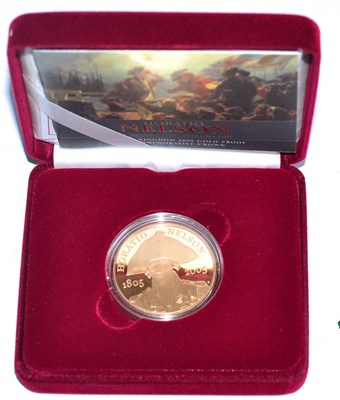 Lot 233 - Gold Proof £5 2005, '200th Anniversary of the Death of Nelson,' with cert, in CofI, FDC