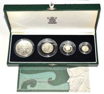 Lot 237 - Britannia 4-Coin Silver Proof Set 2003, comprising £2, £1, 50p & 20p, with cert, in CofI, FDC