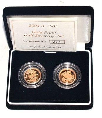 Lot 242 - Gold Proof 2-Coin Half Sovereign Set comprising: half sovereign 2004 Pistrucci reverse. & half...