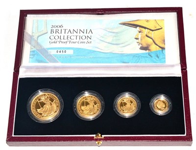 Lot 265 - Britannia 4-Coin Gold Proof Collection 2006, comprising: £100 (34.5g), £50 (17.02g),...