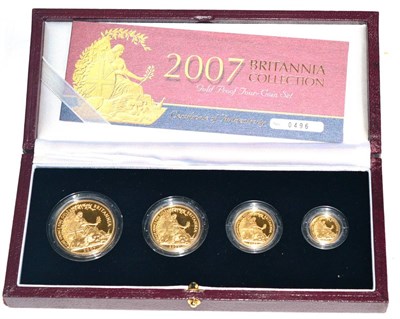 Lot 266 - Britannia 4-Coin Gold Proof Collection 2007, comprising: £100 (34.5g), £50 (17.02g),...