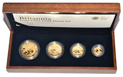 Lot 267 - Britannia 4-Coin Gold Proof Collection 2008, comprising: £100 (34.5g), £50 (17.02g),...