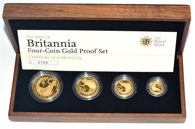 Lot 268 - Britannia 4-Coin Gold Proof Collection 2008, comprising: £100 (34.5g), £50 (17.02g),...