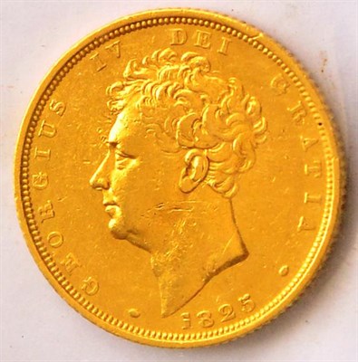 Lot 283 - George IV Sovereign 1825 (bare head), numerous contact marks/light scratches o/wise AVF