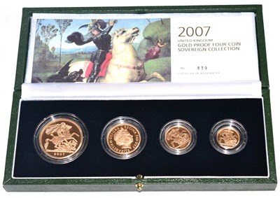 Lot 292 - Gold Proof Sovereign Collection 2007, a 4-coin set comprising: £5 (39.94g), £2 (15.9g),...