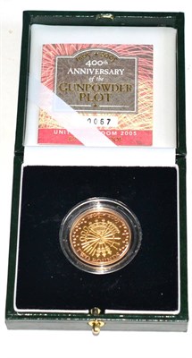 Lot 293 - Gold Proof £2 2005 '400th Anniversary of the Gunpowder Plot,' with cert, in CofI, FDC