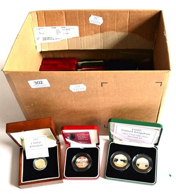 Lot 302 - A Collection of UK Silver Proof £1 & 50p Coins comprising: £1 coins: 1983(x3), 1986(x2),...