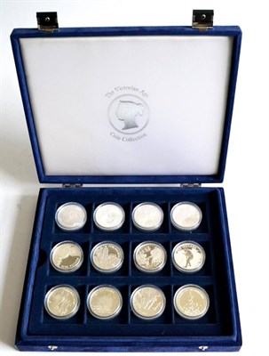 Lot 309 - A Set of 12 x Crown-Size Silver Coins, frosted proofs issued 2008 to commemorate the 90th...