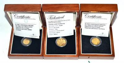 Lot 312 - Tristan da Cunha 3 x Gold Coins 2008, commemorating the 250th anniversary of the birth of...